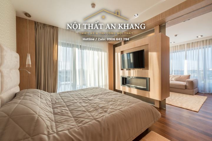 Phòng ngủ căn hộ cao cấp view kính – góc 2
