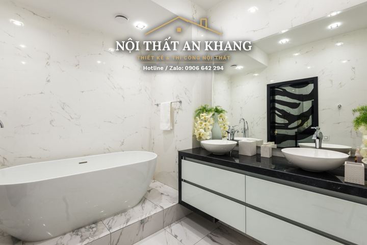 Phòng tắm căn hộ tông xám – góc 5