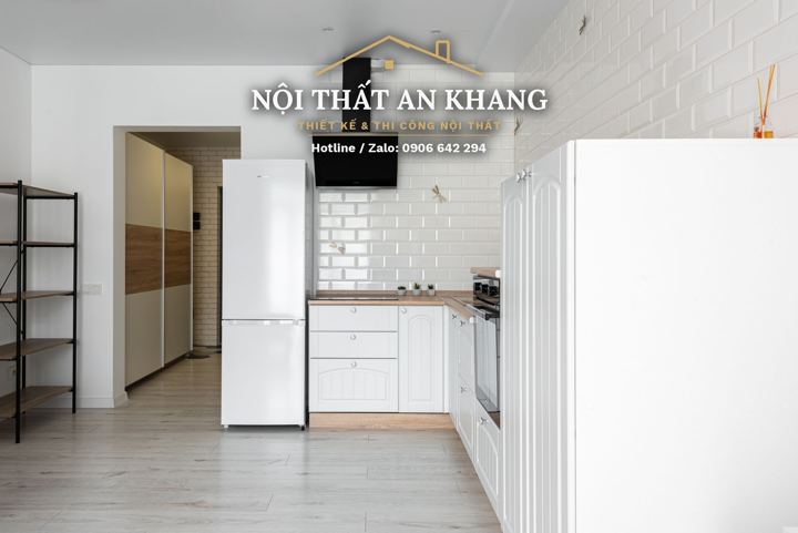 Căn hộ studio Japandi – vách lam gỗ sồi ngăn phòng ngủ – góc 10