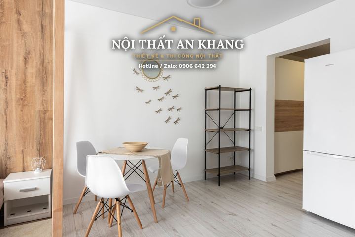Căn hộ studio Japandi – vách lam gỗ sồi ngăn phòng ngủ – góc 7