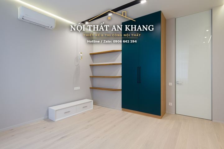 Phòng ngủ tủ áo xanh ngọc – mẫu thiết kế nội thất căn hộ
