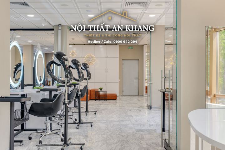Salon tóc – bàn gương đèn tròn – góc 6