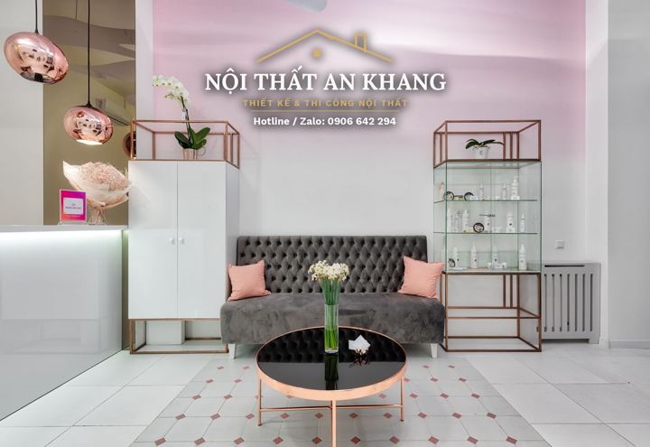 Spa tông hồng – sảnh đón & khu chờ – góc 2
